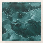 Moody Agate | Aquamarin Green Malachite Rich Jewel Glasuntersetzer (Vorderseite)