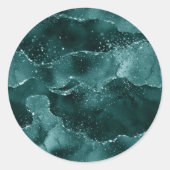 Moody Agate | Aquamarin Green Malachite Rich Jewel Runder Aufkleber (Vorderseite)
