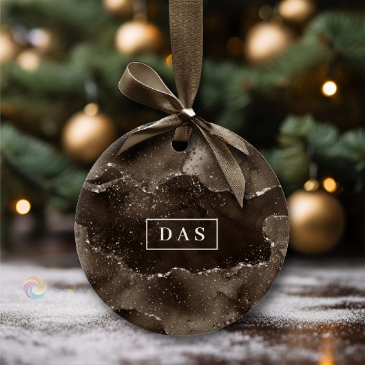 Moody Agate | Coffee Brown Golden Bronze Monogram Keramik Ornament