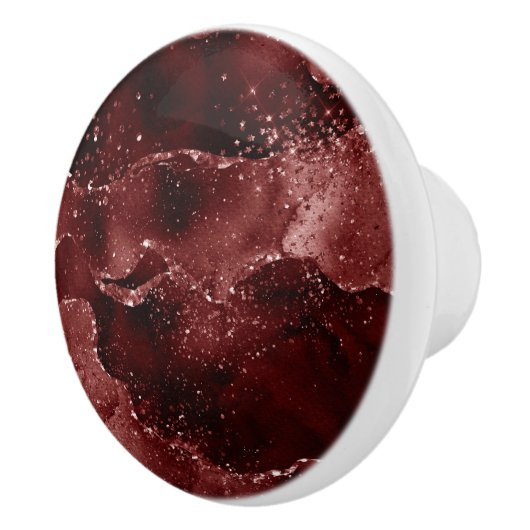 Moody Agate | Henna Blood Red Garnet Jewel Tone Keramikknauf (Rechts)