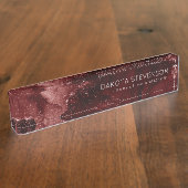 Moody Agate | Henna Blood Red Garnet Jewel Tone Namensplakette (Seite)