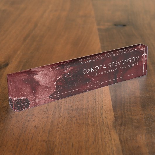 Moody Agate | Henna Blood Red Garnet Jewel Tone Namensplakette (Seite)