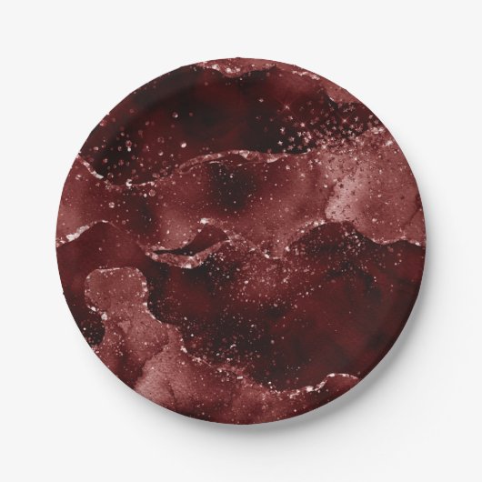 Moody Agate | Henna Blood Red Garnet Jewel Tone Pappteller (Vorderseite)