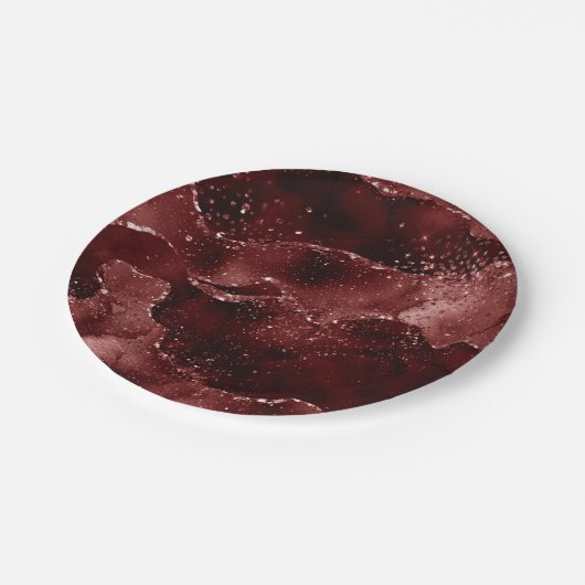 Moody Agate | Henna Blood Red Garnet Jewel Tone Pappteller (Schrägansicht)