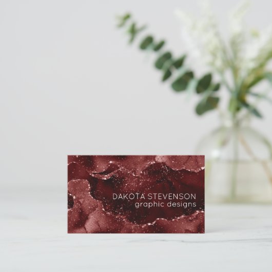 Moody Agate | Henna Blood Red Garnet Jewel Tone Visitenkarte (Stehend Vorderseite)