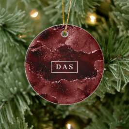 Moody Agate | Henna Blood Red Garnet Monogram Keramik Ornament