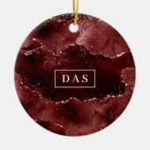 Moody Agate | Henna Blood Red Garnet Monogram Keramik Ornament (Vorne)
