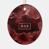 Moody Agate | Henna Blood Red Garnet Monogram Keramik Ornament (Links)