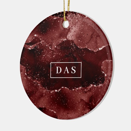 Moody Agate | Henna Blood Red Garnet Monogram Keramik Ornament (Links)