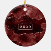 Moody Agate | Henna Blood Red Garnet Monogram Keramik Ornament (Hinten)