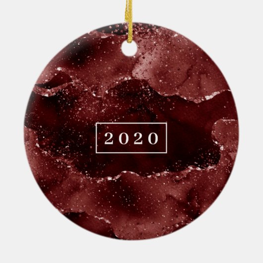 Moody Agate | Henna Blood Red Garnet Monogram Keramik Ornament (Hinten)