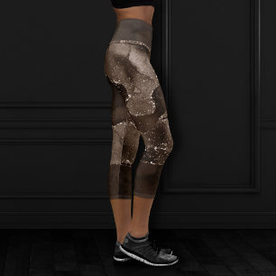 Moody Agate Kaffee Brown Golden Bronze Taupe Capri Leggings