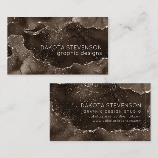 Moody Agate | Kaffee Brown Golden Bronze Taupe Visitenkarte (Vorne/Hinten)