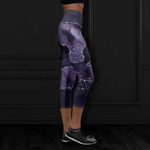 Moody Agate Midnight Indigo Deep Lila Glam Capri Leggings