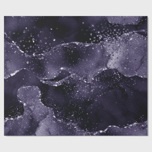 Moody Agate | Midnight Indigo Deep Lila Glam Geschenkpapier (Flach)