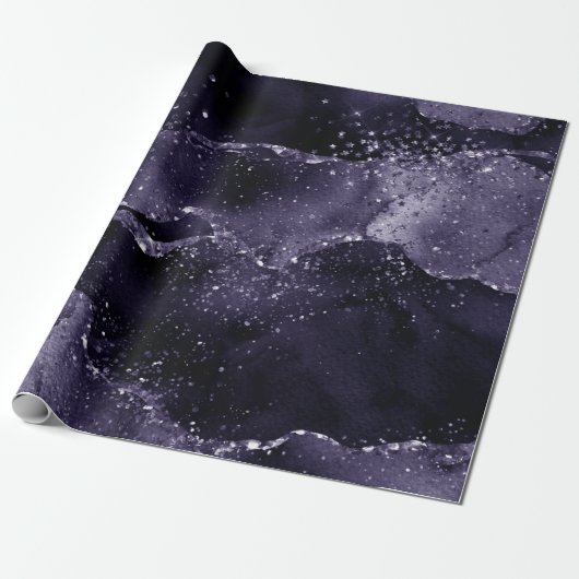 Moody Agate | Midnight Indigo Deep Lila Glam Geschenkpapier (Ungerollt)