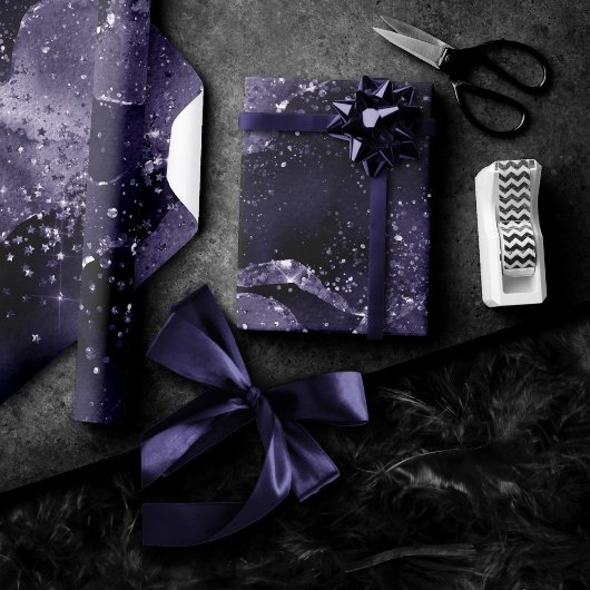 Moody Agate | Midnight Indigo Deep Lila Glam Geschenkpapier