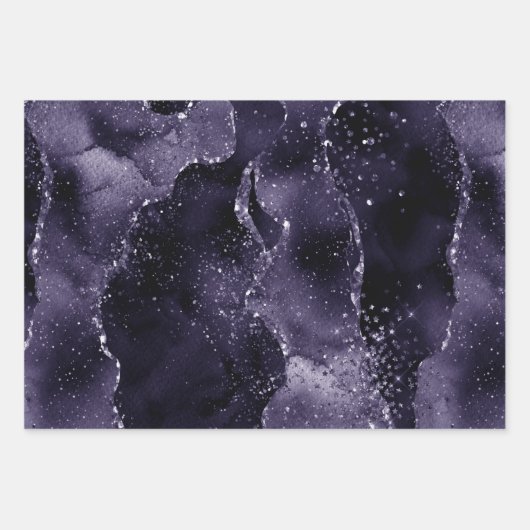 Moody Agate | Midnight Indigo Deep Lila Glam Geschenkpapier Set (Vorderseite)