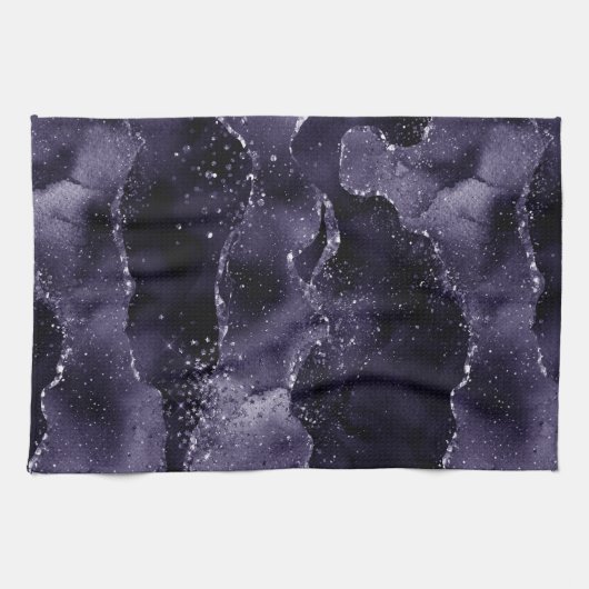Moody Agate | Midnight Indigo Deep Lila Glam Geschirrtuch (Horizontal)