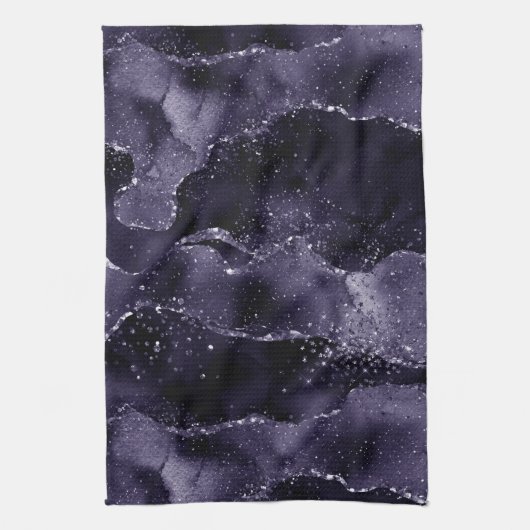 Moody Agate | Midnight Indigo Deep Lila Glam Geschirrtuch (Vertikal)