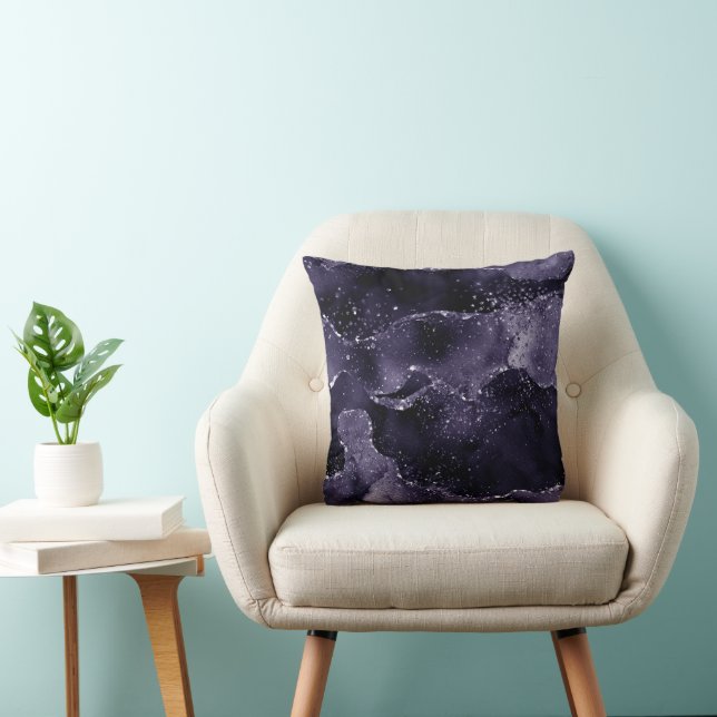 Moody Agate | Midnight Indigo Deep Lila Glam Kissen (Stuhl )