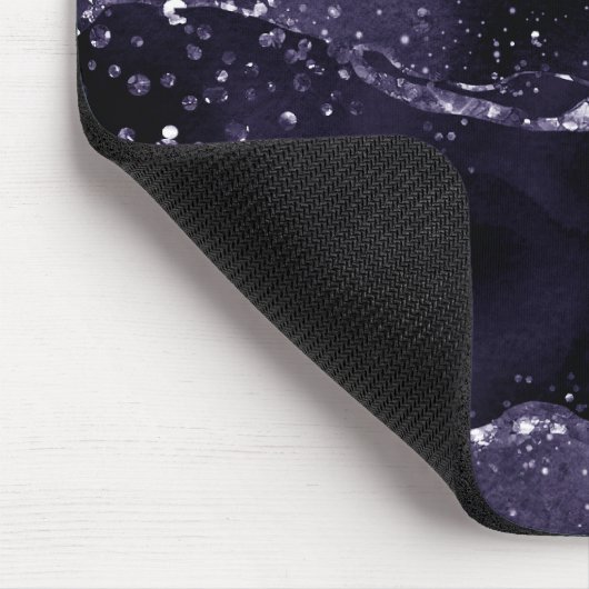 Moody Agate | Midnight Indigo Deep Lila Glam Mousepad (Ecke)