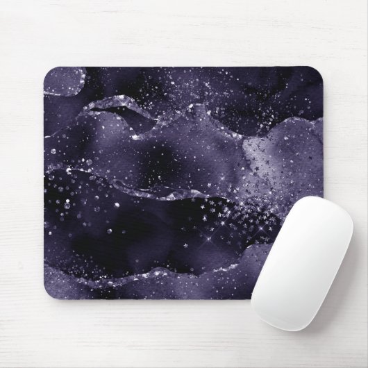 Moody Agate | Midnight Indigo Deep Lila Glam Mousepad (Mit Mouse)