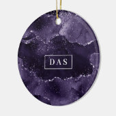 Moody Agate | Midnight Indigo Deep Lila Monogram Keramik Ornament (Links)