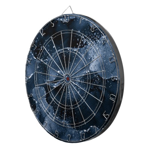 Moody Agate | Navy Denim Steel Blue Imitats Glitze Dartscheibe (Vorderseite rechts)