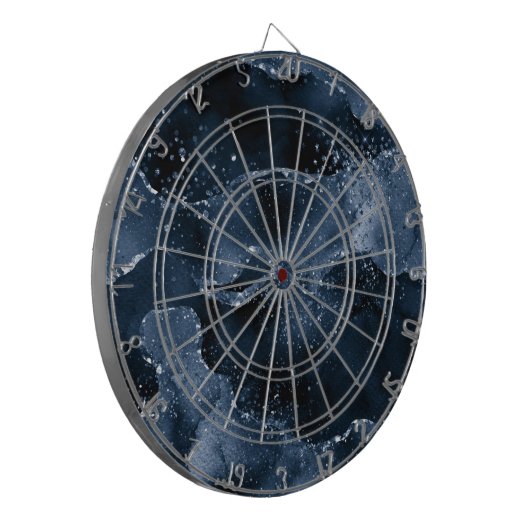 Moody Agate | Navy Denim Steel Blue Imitats Glitze Dartscheibe (Vorderseite Links)