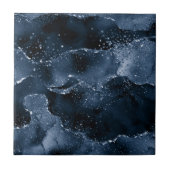 Moody Agate | Navy Denim Steel Blue Imitats Glitze Fliese (Vorderseite)