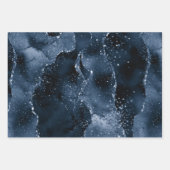 Moody Agate | Navy Denim Steel Blue Imitats Glitze Geschenkpapier Set (Vorderseite)