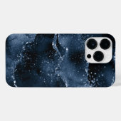 Moody Agate | Navy Denim Steel Blue Imitats Glitze iPhone Hülle (Rückseite (Horizontal))