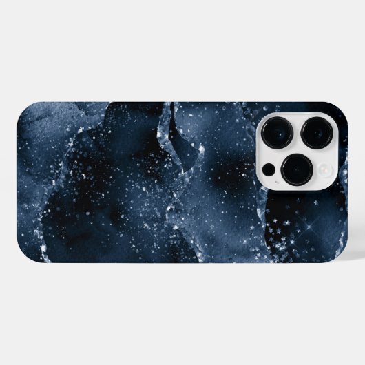 Moody Agate | Navy Denim Steel Blue Imitats Glitze iPhone Hülle (Rückseite (Horizontal))