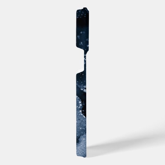 Moody Agate | Navy Denim Steel Blue Imitats Glitze iPhone Hülle (Rechte Seite)