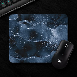 Moody Agate | Navy Denim Steel Blue Imitats Glitze Mousepad
