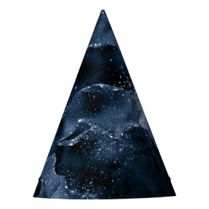 Moody Agate   Navy Denim Steel Blue Imitats Glitze Partyhütchen