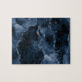 Moody Agate | Navy Denim Steel Blue Imitats Glitze Puzzle (Horizontal)