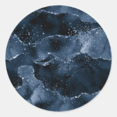 Moody Agate | Navy Denim Steel Blue Imitats Glitze Runder Aufkleber (Vorderseite)