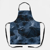 Moody Agate | Navy Denim Steel Blue Imitats Glitze Schürze (Vorderseite)