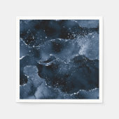 Moody Agate | Navy Denim Steel Blue Imitats Glitze Serviette (Vorderseite)