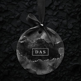 Moody Agate | Onyx Black Silver Goth Glam Monogram Keramik Ornament