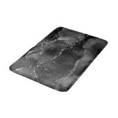 Moody Agate | Onyx Black Silver Vampy Goth Glitzer Badematte (Schrägansicht)