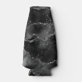 Moody Agate | Onyx Black Silver Vampy Goth Glitzer Flaschenkühler (Vorderseite)