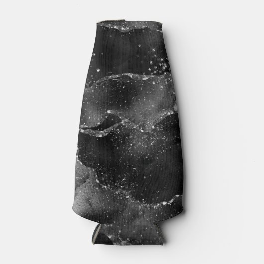 Moody Agate | Onyx Black Silver Vampy Goth Glitzer Flaschenkühler (Vorderseite)
