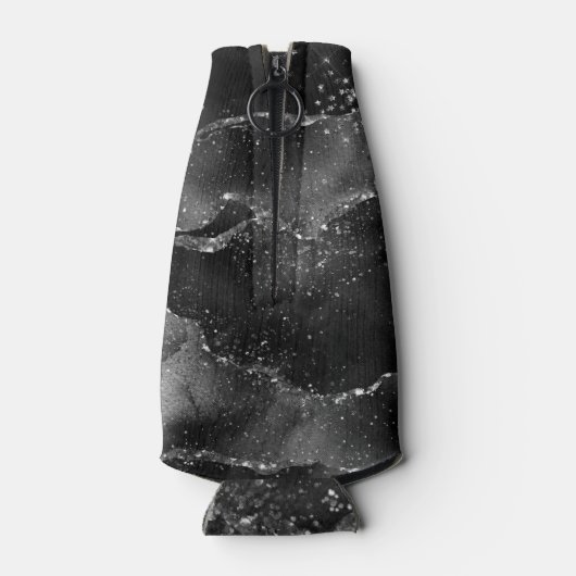 Moody Agate | Onyx Black Silver Vampy Goth Glitzer Flaschenkühler (Rückseite)