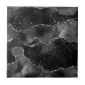 Moody Agate | Onyx Black Silver Vampy Goth Glitzer Fliese (Vorderseite)