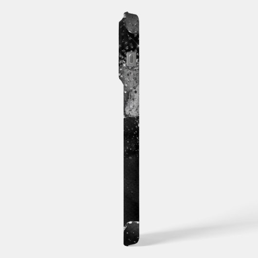 Moody Agate | Onyx Black Silver Vampy Goth Glitzer iPhone Hülle (Linke Seite)