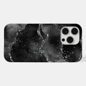 Moody Agate | Onyx Black Silver Vampy Goth Glitzer iPhone Hülle (Rückseite (Horizontal))