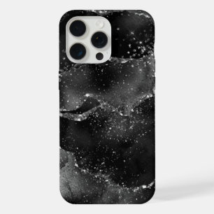 Moody Agate Onyx Black Silver Vampy Goth Glitzer iPhone 15 Pro Max Hülle